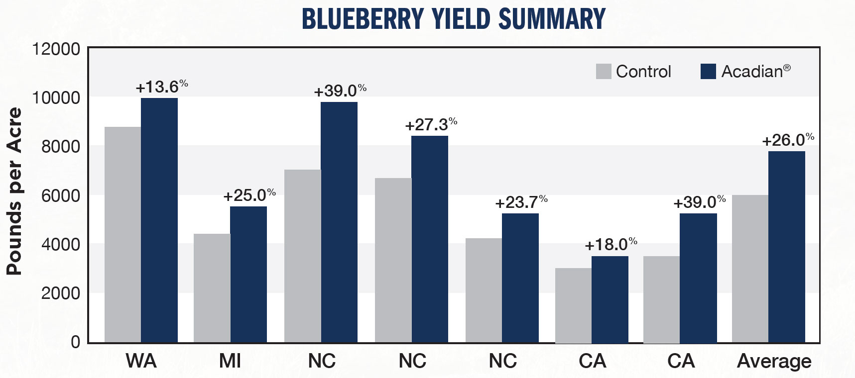 Acadian Organic Blueberry Yield Summary